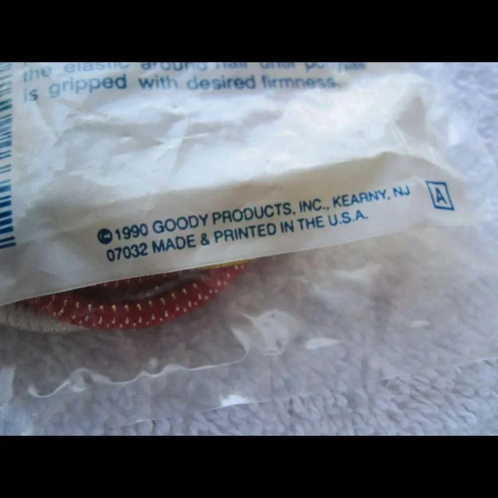 6 Goody 1990 U.S.A. Tinsel Woven With Metal Elastic Hair Bands Old Formula Mylar